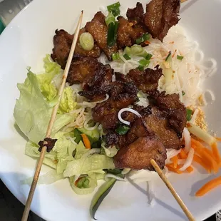 Vegan pork vermicelli bowl