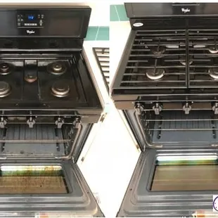 Home Kitchen Inside Oven Cleaning. Photo of Before and After Cleaning by Time-maid Cleaning.