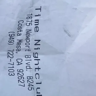 Receipt of drinks on 2/4th/23