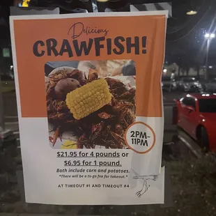  a sign for a crawfish