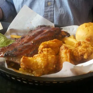 Chicken &amp; Rib Platter. YUM!