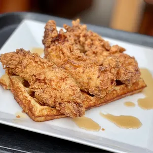 chicken and waffles from Luella&apos;s Southern Kitchen