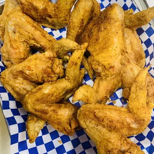Our famous jumbo wings with the secret season