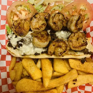 Sheesh philly+shrimp and steak cut fries with our secret season