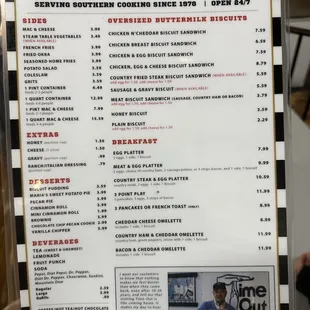 breakfast and lunch menu