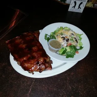 Baby back ribs and side salad yum