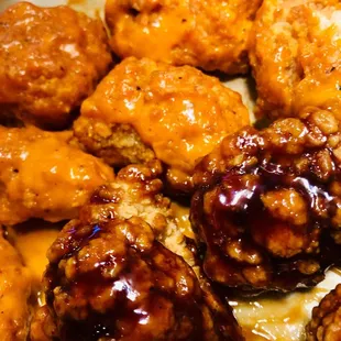 a close up of a tray of food