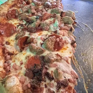 Half of a meat lovers pizza lol so good!