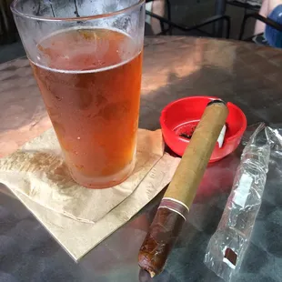 Cigar and beer