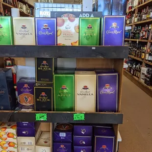 A few of the Crown Royal bottles we have in stock.