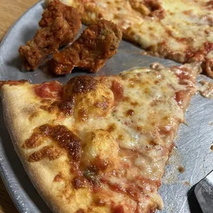 Pizza and wings.