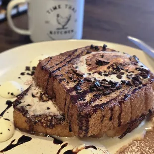 The most delicious Tiramisu French Toast you'll ever have.  Perfectly prepared and balanced taste dor the coffee lover!   $18