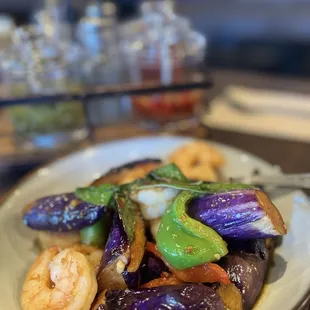 Eggplant stir fried (with prawns)