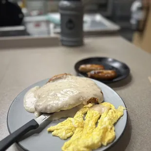 Chicken fried steak (missing side of pancakes)
