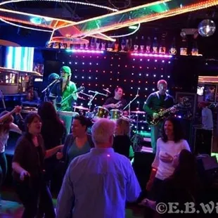 a band playing on stage