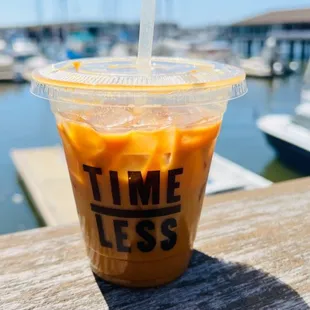 Coffee. Cold brew latte with vanilla