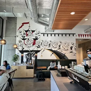 the interior of a coffee shop