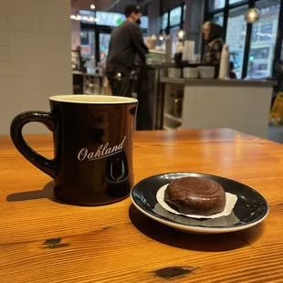 Coffee and a peppermint patty.