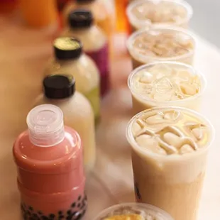 a variety of iced drinks