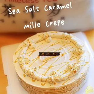 Sea salt caramel Mille Crepe Cake