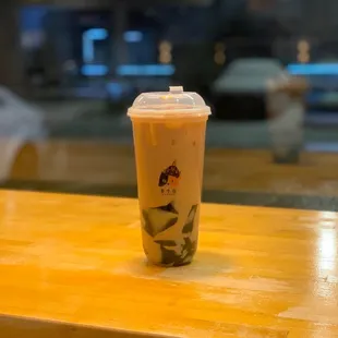 Grass Jelly Milk Tea