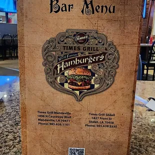 Bar Menu