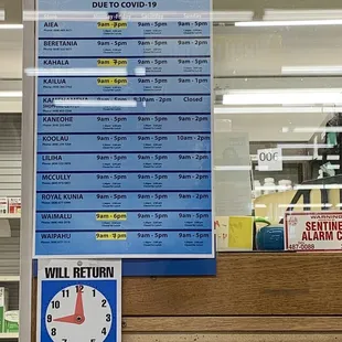 Hours at all locations