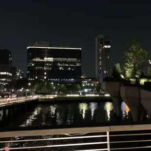 a view of a city at night