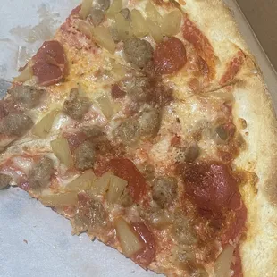 sausage pepperoni pineapple slice