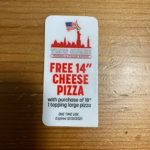 a free 14 cheese pizza