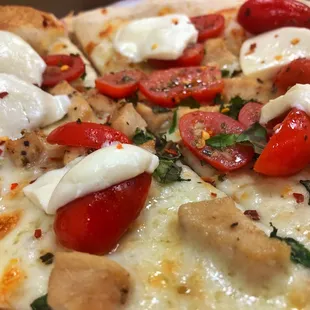 a close up of a pizza