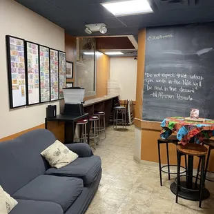 a blackboard in the background