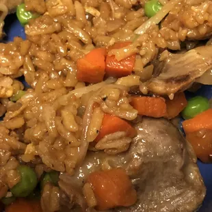 Gizzard over fried rice