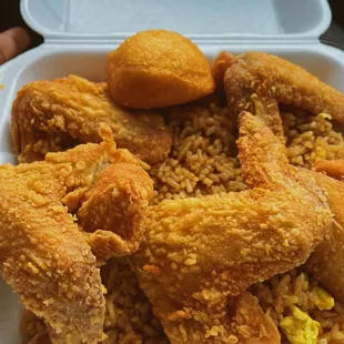 Wings and fried rice