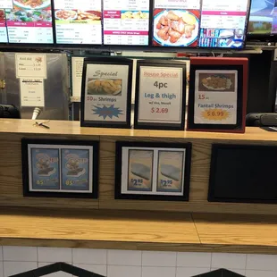 the menus of a fast food restaurant