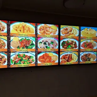 a menu displayed on a wall