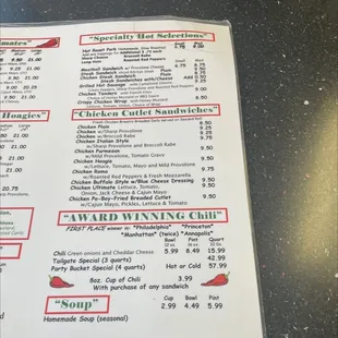 menu