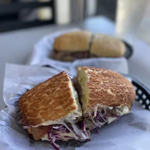 a sandwich cut in half