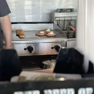 Burgers on the grill