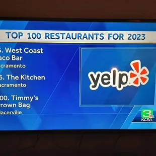 KCRA News Report on 1/25/2023 - Timmy&apos;s Brown Bag is #100 on Yelp&apos;s Top 100 US Restaurants 2023