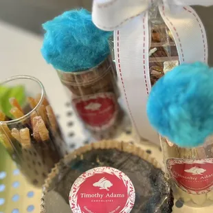 a cup of chocolate and a glass of candy