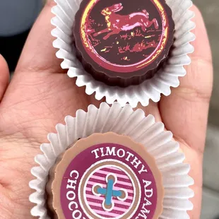 Strawberry (seasonal) &amp; crème fraîche (got as free samples after a purchase; bought singles come in wrapped fancy packaging)