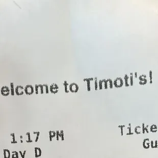 Time they took our order. We got our food an hour later :(
