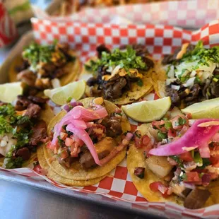 Tacos: pork belly, chicken, spicy pork, bulgogi