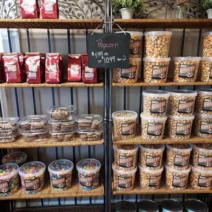 a display of food items