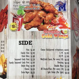 the menu for the restaurant