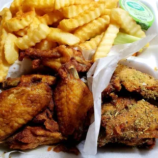 Wings - half Teriyaki and half Lemon Pepper.