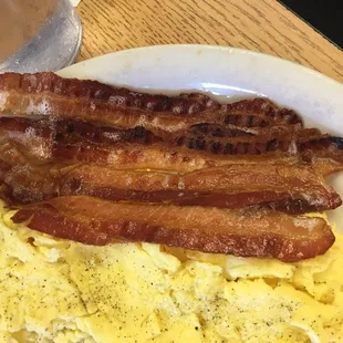 Scrambled eggs and bacon