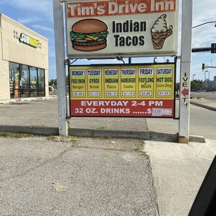 Street sign with daily specials