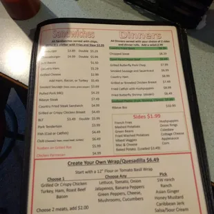 a menu on a table